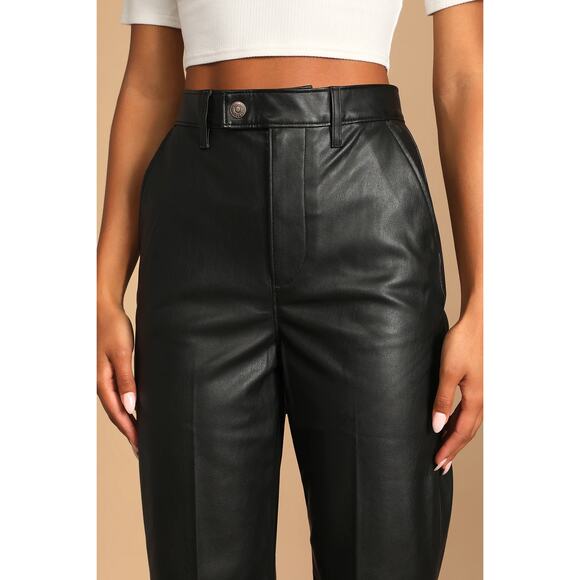 Levi's Premium Math Club Slacks Black Faux Leather High Rise Straight Leg 27 - Picture 3 of 14